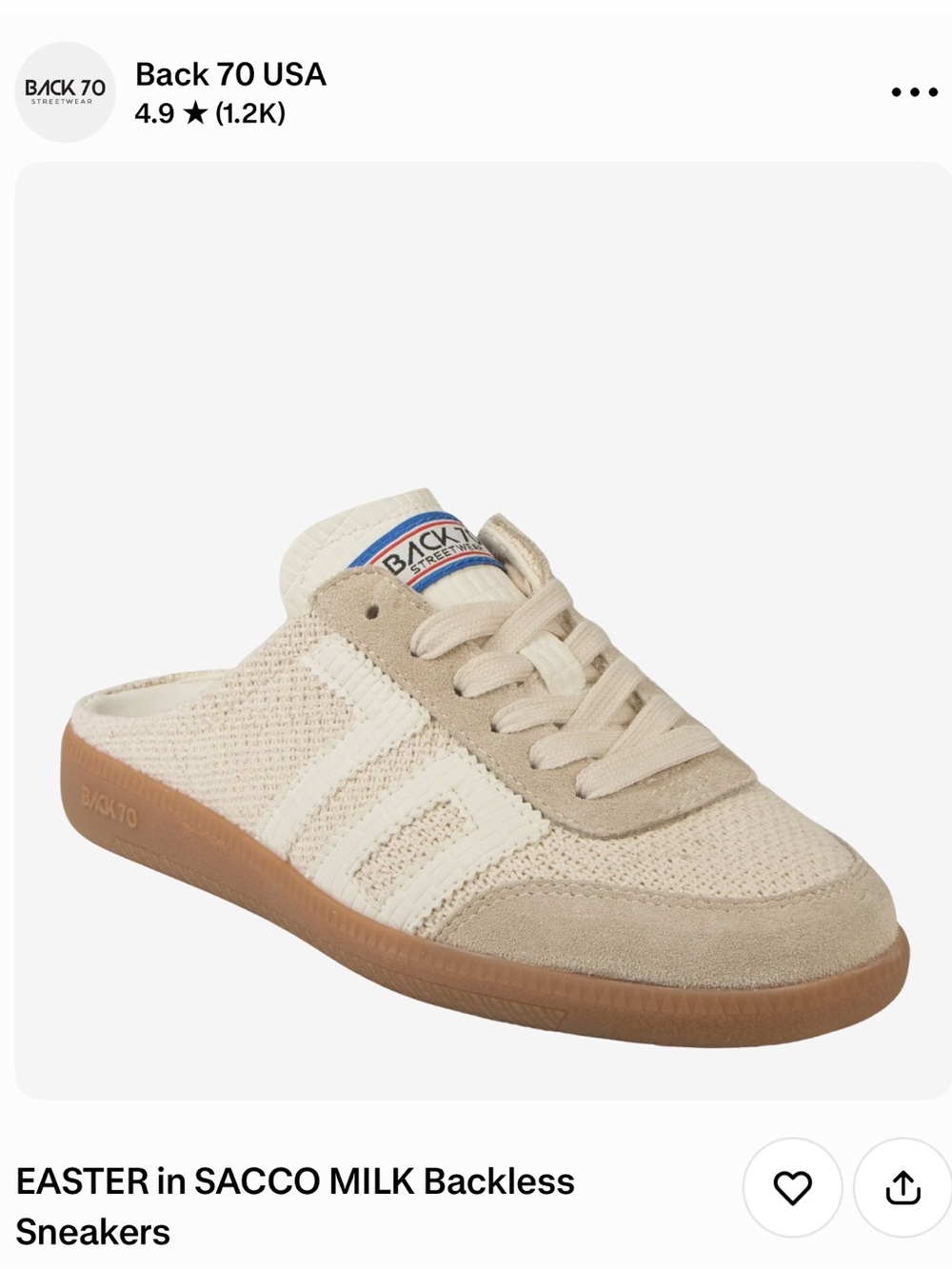 Back 70 USA - EASTER in SACCO MILK Backless Sneakers
